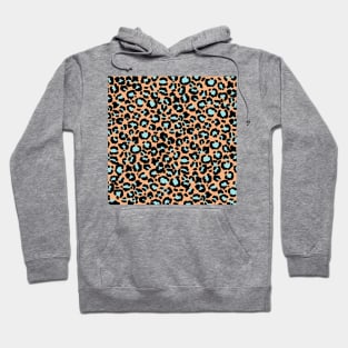 Leopard Pattern in Pale Blue on Pink Rose Hoodie